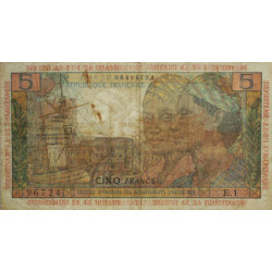 Antilles Françaises - Pick 7a - 5 francs - Série E.1 - 1964 - Etat : TB à TB+