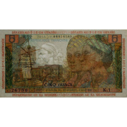 Antilles Françaises - Pick 7b - 5 francs - Série K.1 - 1966 - Etat : TTB