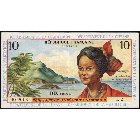 Antilles Françaises - Pick 8a - 10 francs - Série L.2 - 1964 - Etat : TTB+