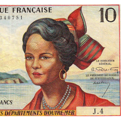 Antilles Françaises - Pick 8a - 10 francs - Série J.4 - 1964 - Etat : TTB