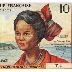 Antilles Françaises - Pick 8a - 10 francs - Série T.4 - 1964 - Etat : TTB