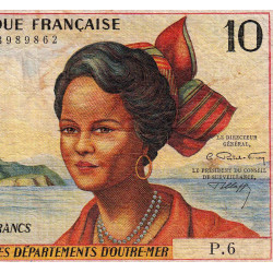Antilles Françaises - Pick 8b - 10 francs - Série P.6 - 1966 - Etat : TB-
