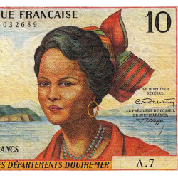 Antilles Françaises - Pick 8b - 10 francs - Série A.7 - 1966 - Etat : TB à TB+