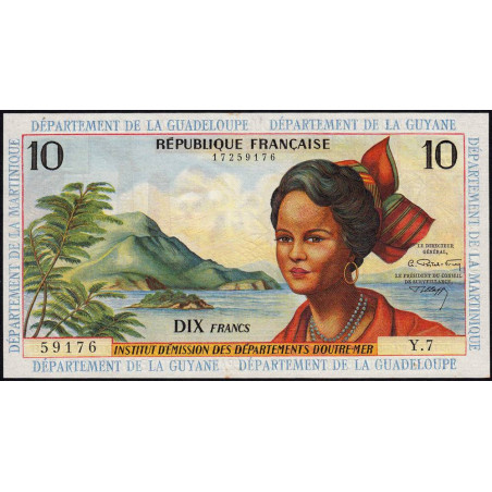 Antilles Françaises - Pick 8b - 10 francs - Série Y.7 - 1966 - Etat : SPL+