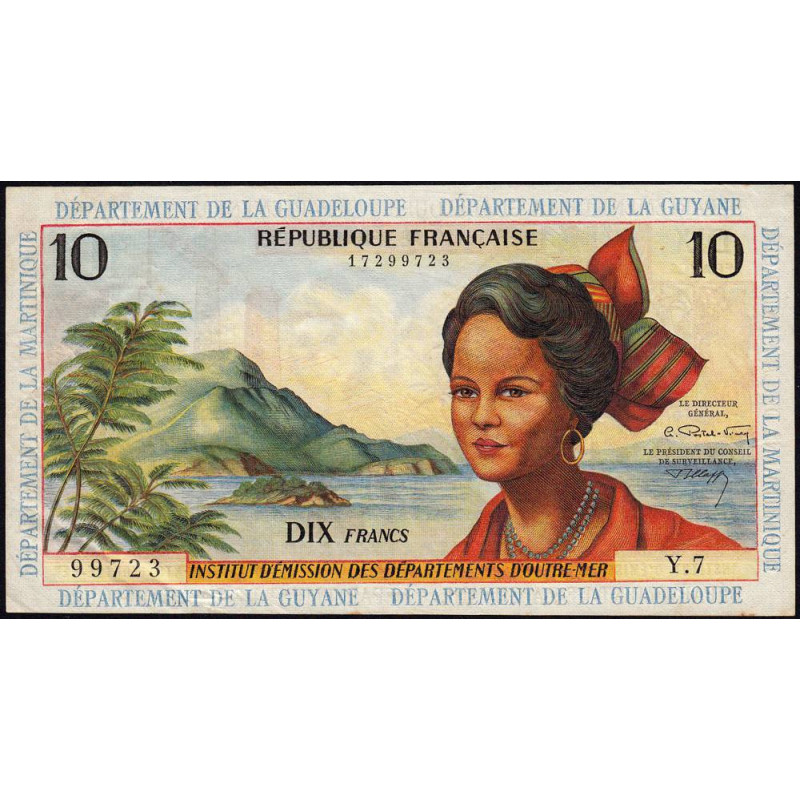 Antilles Françaises - Pick 8b - 10 francs - Série Y.7 - 1966 - Etat : TTB+