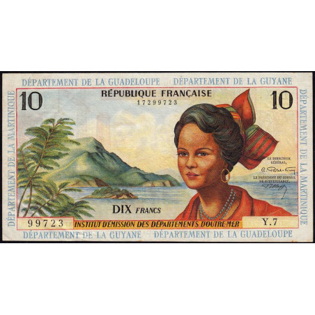 Antilles Françaises - Pick 8b - 10 francs - Série Y.7 - 1966 - Etat : TTB+