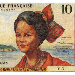 Antilles Françaises - Pick 8b - 10 francs - Série Y.7 - 1966 - Etat : TTB+