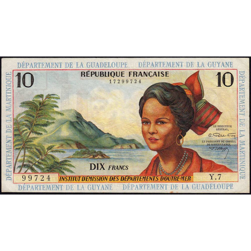 Antilles Françaises - Pick 8b - 10 francs - Série Y.7 - 1966 - Etat : TTB+