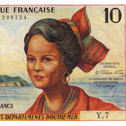 Antilles Françaises - Pick 8b - 10 francs - Série Y.7 - 1966 - Etat : TTB+