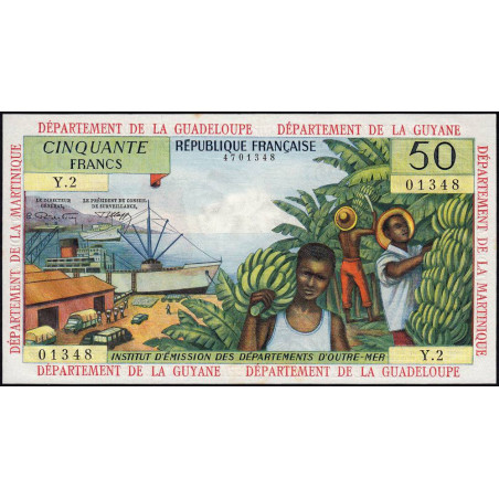 Antilles Françaises - Pick 9b - 50 francs - Série Y.2 - 1966 - Etat : pr.NEUF