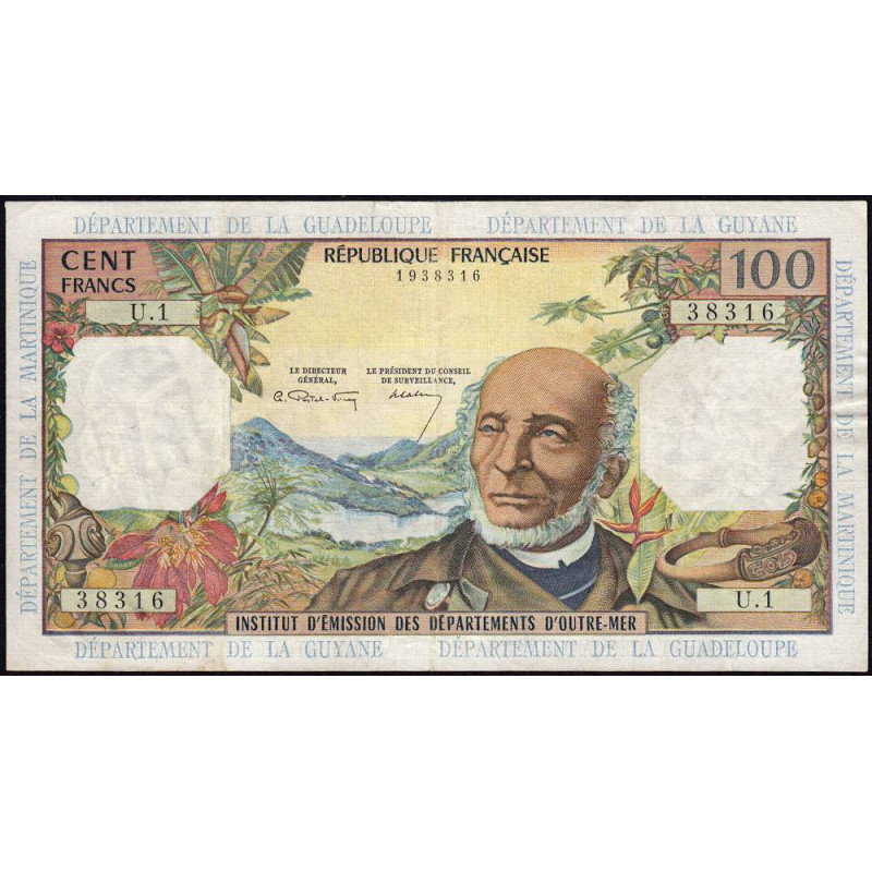 Antilles Françaises - Pick 10a - 100 francs - Série U.1 - 1964 - Etat : TTB à TTB+