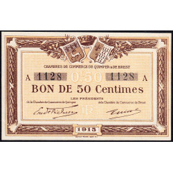 Quimper et Brest - Pirot 104-1 - 50 centimes - Série A - 1915 - Etat : pr.NEUF