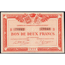Quimper et Brest - Pirot 104-6 - 2 francs - Série B - 1915 - Etat : SPL