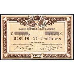 Quimper et Brest - Pirot 104-7 - 50 centimes - Série C - 1917 - Etat : SPL