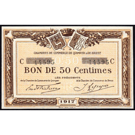 Quimper et Brest - Pirot 104-7 - 50 centimes - Série C - 1917 - Etat : SPL