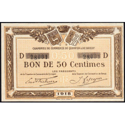 Quimper et Brest - Pirot 104-10 - 50 centimes - Série D - 1918 - Etat : SUP+