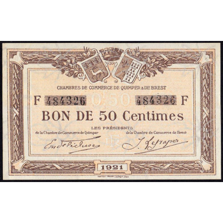 Quimper et Brest - Pirot 104-19 - 50 centimes - Série F - 1921 - Etat : NEUF