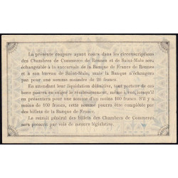 Rennes et Saint-Malo - Pirot 105-25 - 50 centimes - Série G - 19/06/1922 - Etat : SUP+ à SPL