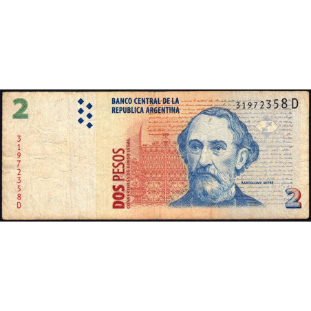 Argentine - Pick 346_2 - 2 pesos - Série D - 2001 - Etat : TB-