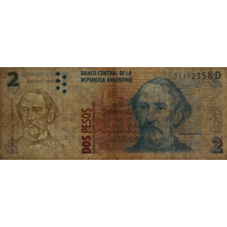 Argentine - Pick 346_2 - 2 pesos - Série D - 2001 - Etat : TB-