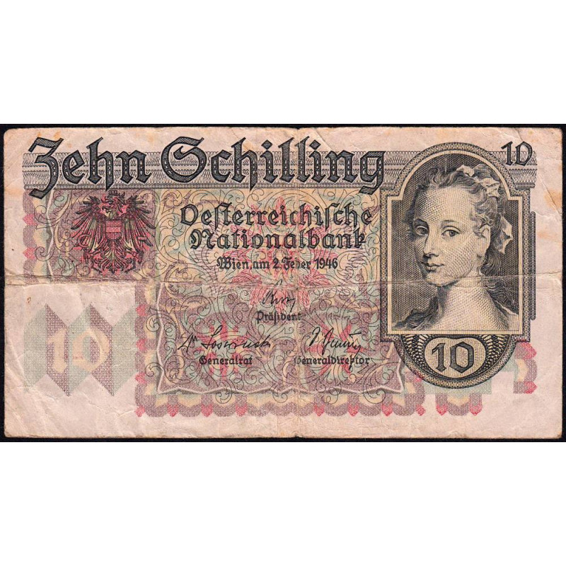Autriche - Pick 122 - 10 shilling - 02/02/1946 - Etat : TB-