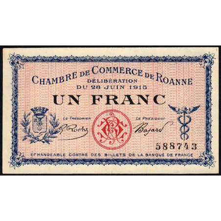 Roanne - Pirot 106-1 - 1 franc - Sans série - 28/06/1915 - Etat : SPL