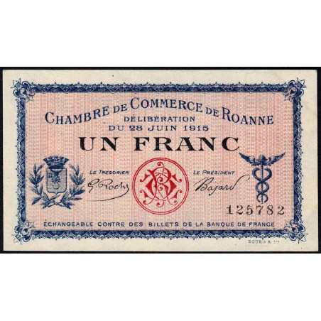 Roanne - Pirot 106-2a - 1 franc - Sans série - 28/06/1915 - Etat : SUP+