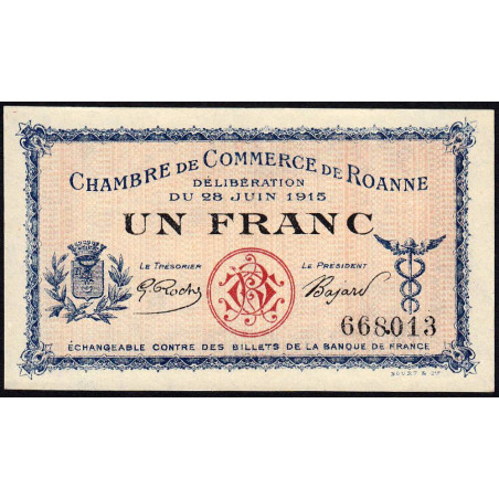 Roanne - Pirot 106-2b - 1 franc - Sans série - 28/06/1915 - Etat : NEUF