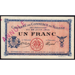 Roanne - Pirot 106-3 - 1 franc - 28/06/1915 - Annulé - Etat : NEUF