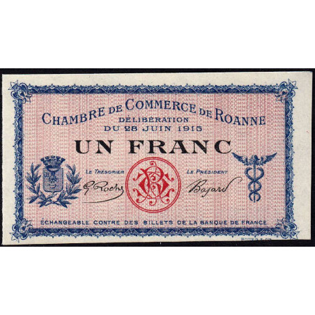 Roanne - Pirot 106-4 - 1 franc - 28/06/1915 - Spécimen - Etat : NEUF