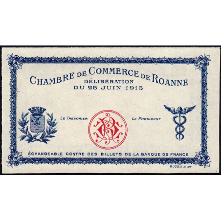Roanne - Pirot non répertorié - 1 franc - 28/06/1915 - Epreuve - Etat : NEUF