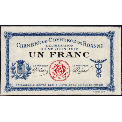 Roanne - Pirot non répertorié - 1 franc - 28/06/1915 - Epreuve - Etat : NEUF