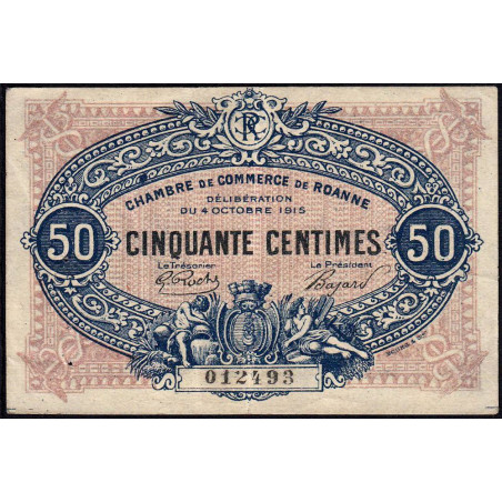 Roanne - Pirot 106-5 - 50 centimes - 04/10/1915 - Etat : TTB