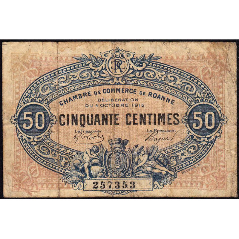 Roanne - Pirot 106-7 - 50 centimes - 04/10/1915 - Etat : B+