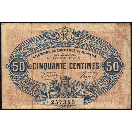 Roanne - Pirot 106-7 - 50 centimes - 04/10/1915 - Etat : B+