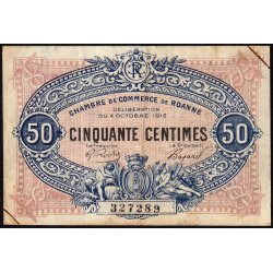 Roanne - Pirot 106-7 - 50 centimes - 04/10/1915 - Etat : TB