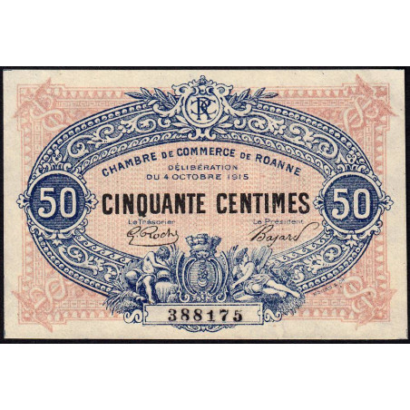 Roanne - Pirot 106-7 - 50 centimes - 04/10/1915 - Etat : SPL