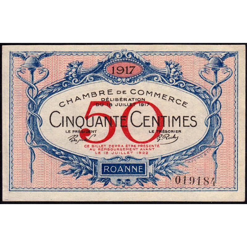 Roanne - Pirot 106-9 - 50 centimes - Sans série - 18/07/1917 - Etat : pr.NEUF