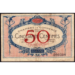 Roanne - Pirot 106-9 - 50 centimes - Sans série - 18/07/1917 - Etat : TB-