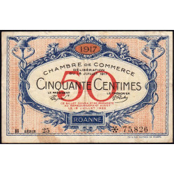 Roanne - Pirot 106-16 - 50 centimes - Série B 25 - 18/07/1917 - Etat : TB+