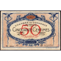 Roanne - Pirot 106-16 - 50 centimes - Série B 97 - 18/07/1917 - Etat : TTB-