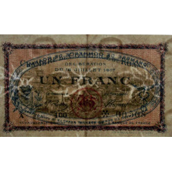 Roanne - Pirot 106-17 - 1 franc - Série 100 - 18/07/1917 - Etat : TTB+