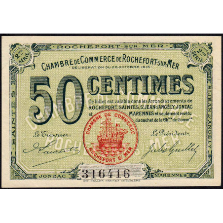 Rochefort-sur-Mer - Pirot 107-7 - 50 centimes - 2me Série - 28/10/1915 - Etat : SPL