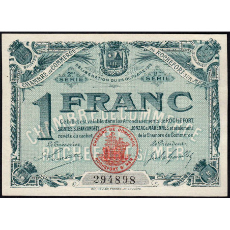 Rochefort-sur-Mer - Pirot 107-9 - 1 franc - 2me Série - 28/10/1915 - Etat : pr.NEUF