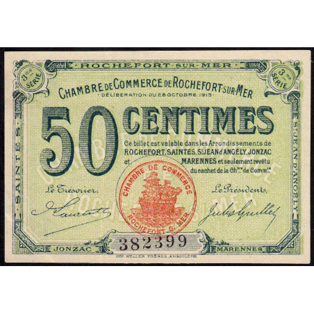 Rochefort-sur-Mer - Pirot 107-11 - 50 centimes - 3me Série - 28/10/1915 - Etat : SUP