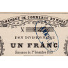 Le Mans - Chambre de Commerce - Jer 72.01A - 1 franc - 01/12/1870 - Etat : SUP+