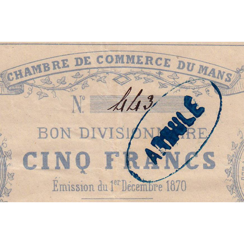 Guerre 18701871 Bon divisionnaire Chambre de Commerce