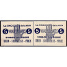 Paire de billets de 5 vaillants - 1ère série /C - 1943 - Etat : pr.NEUF