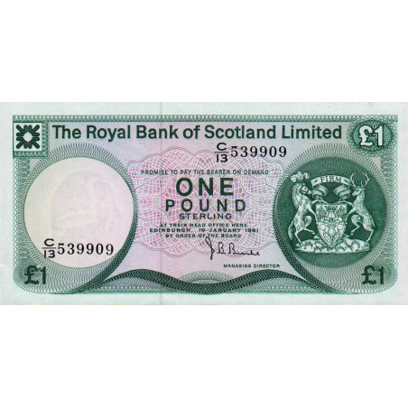 Ecosse - Pick 336 - 1 pound sterling - 10/01/1981 - Etat : NEUF