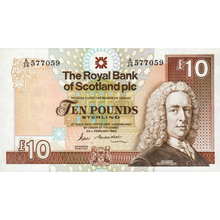 Ecosse - Pick 348a_2 - 10 pounds sterling - Série A/26 - 24/02/1988 - Etat : SPL